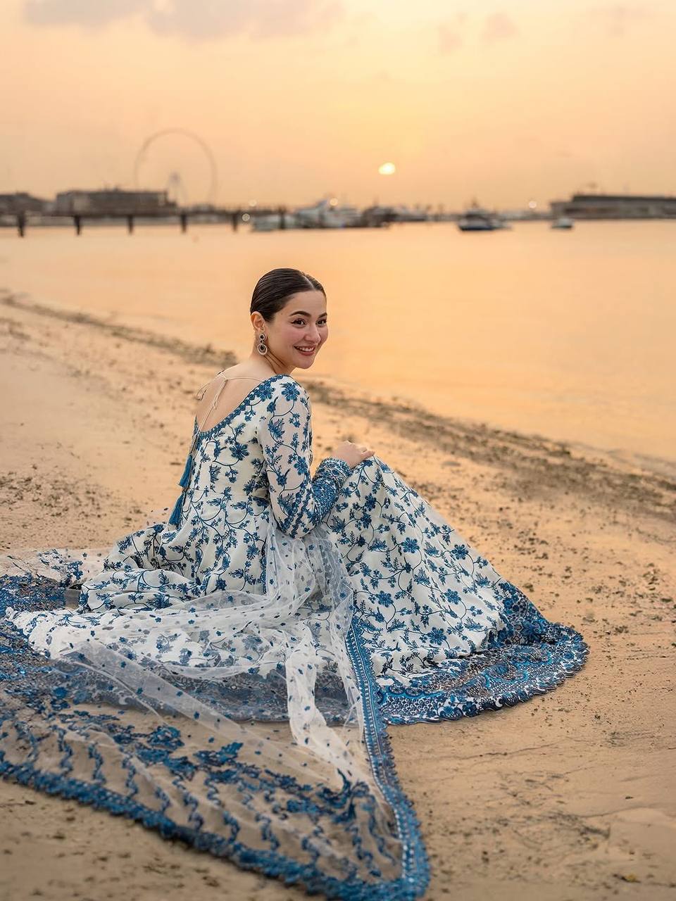 White Georgette & Organza Silk Gown