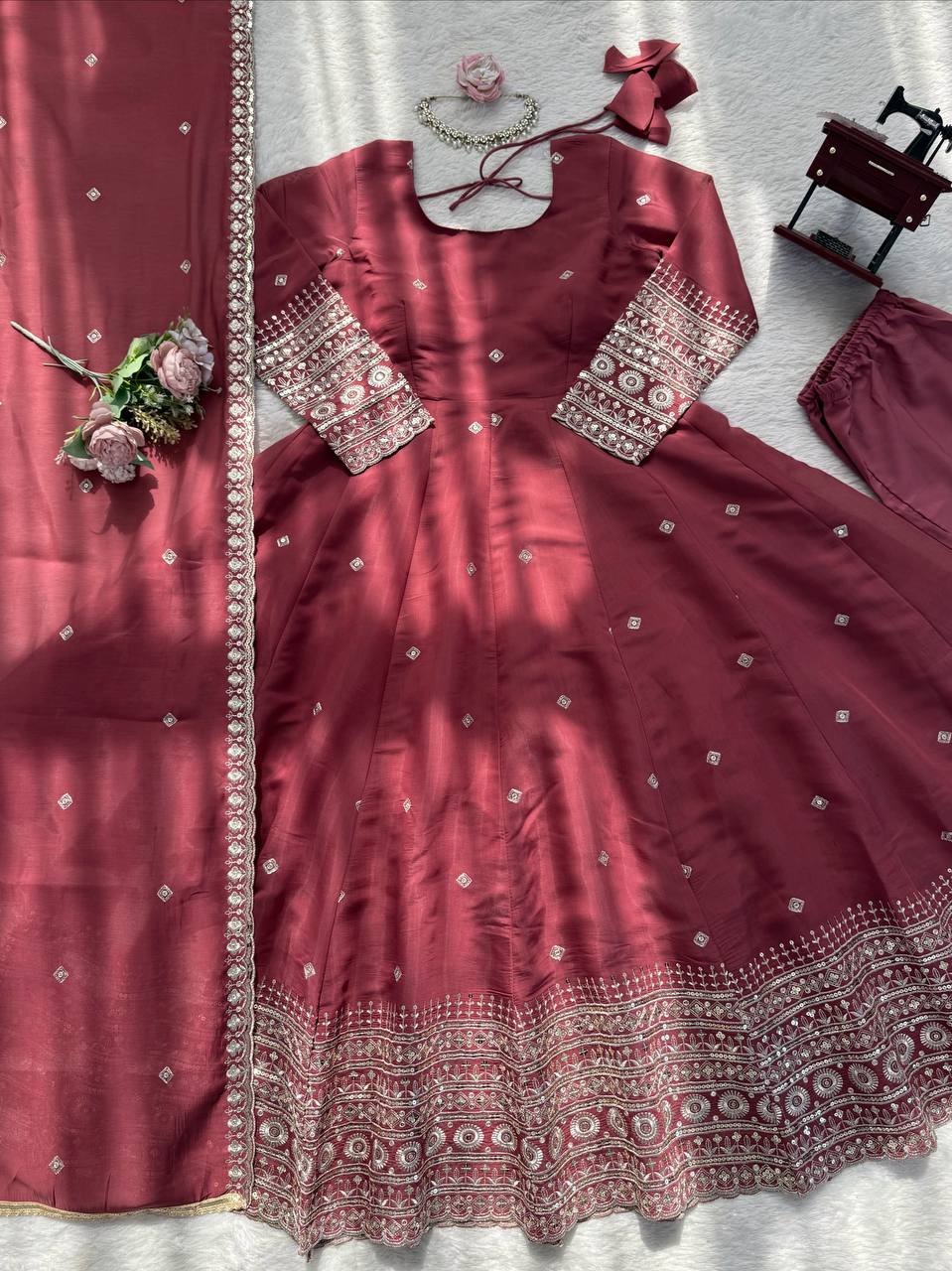 Designer Party Wear Gown with Pant Set for Women