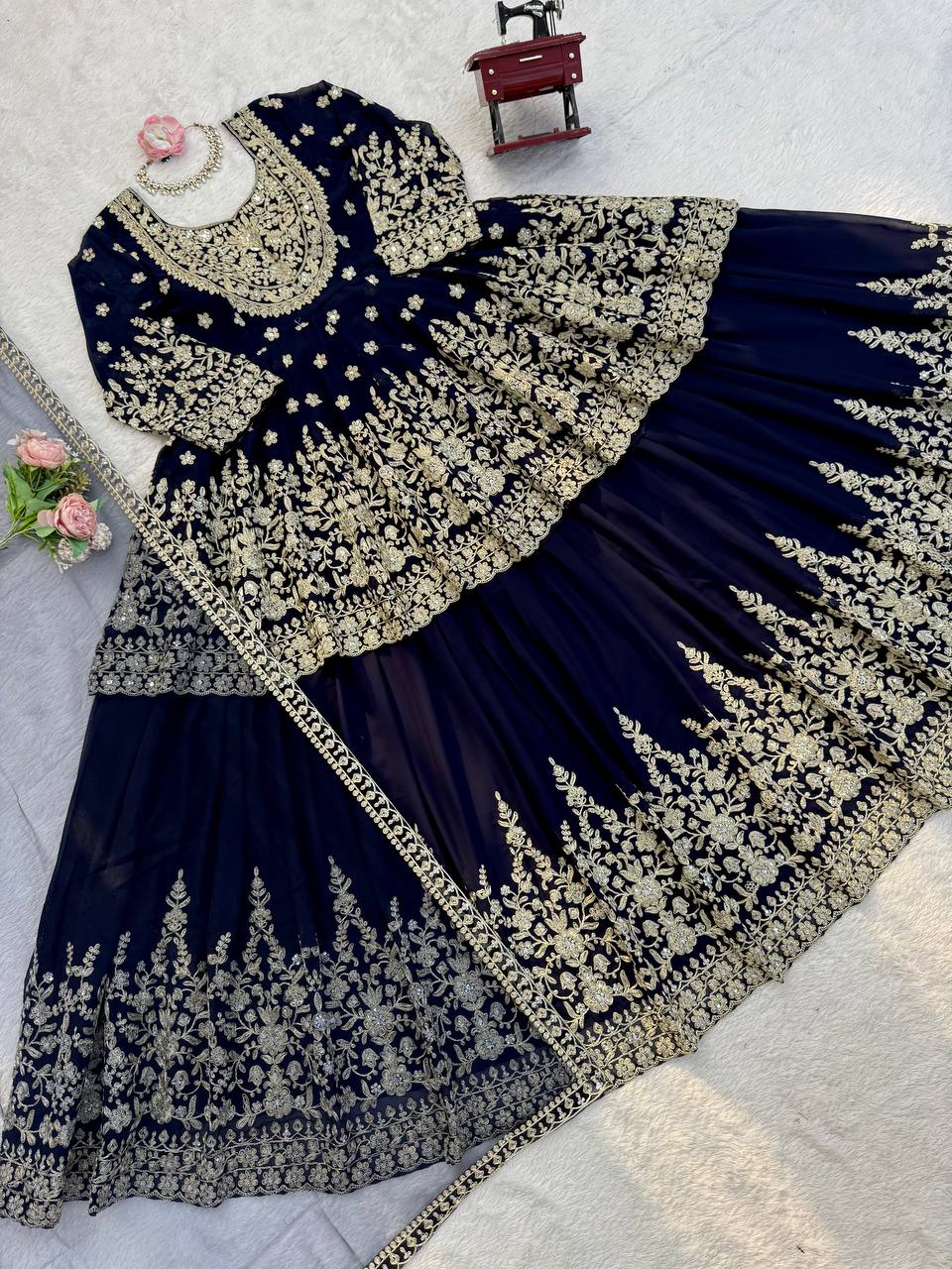 Exclusive Black Georgette Top Lehenga