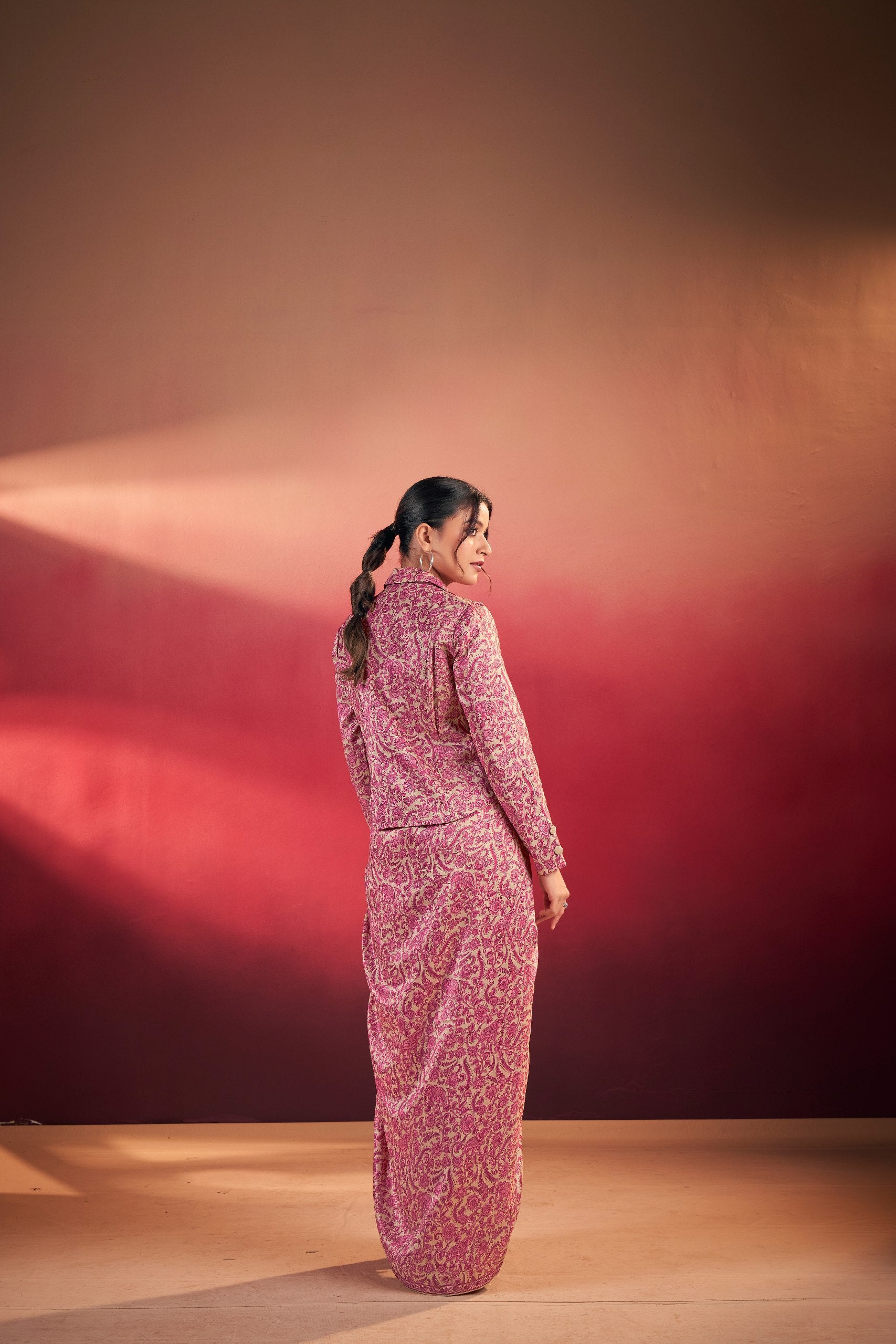 Bohemian Printed Blazer with Skirt & Jacket