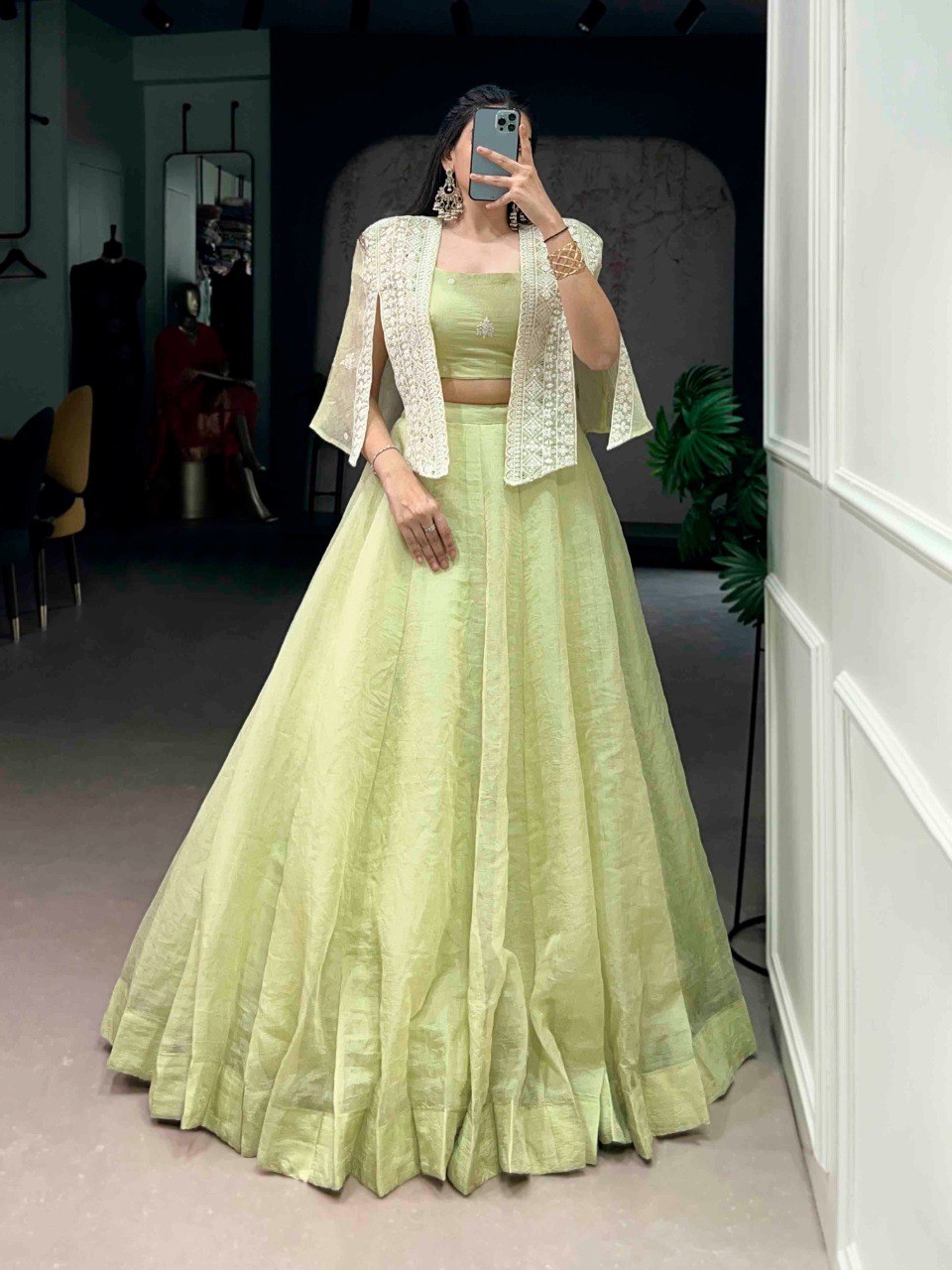Beautiful Allen Crush Plain Lehenga Choli