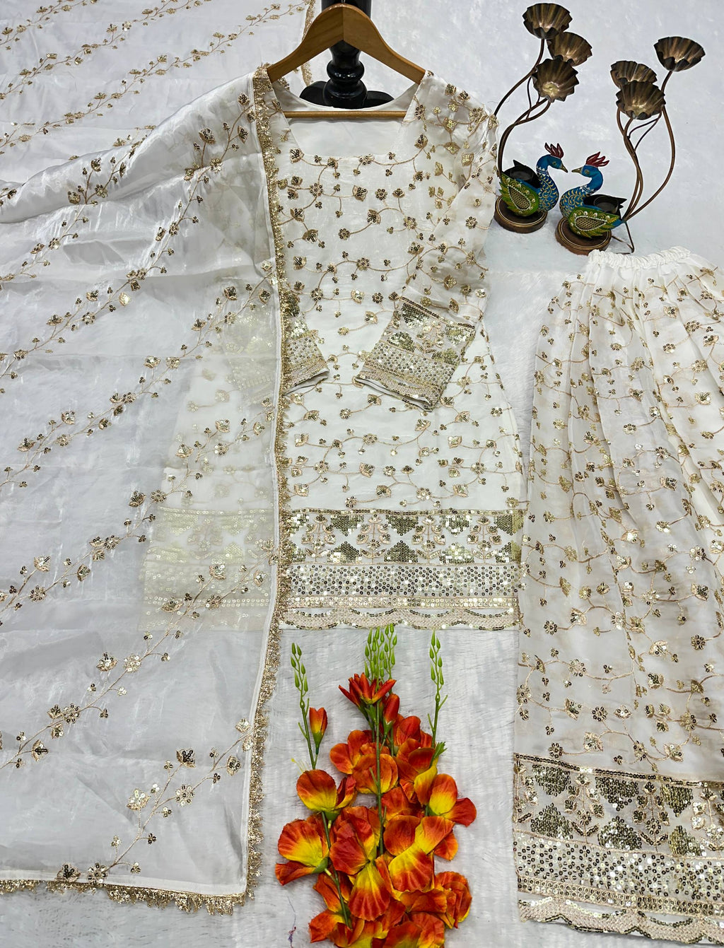 Milky White Kalidar Sharara Set