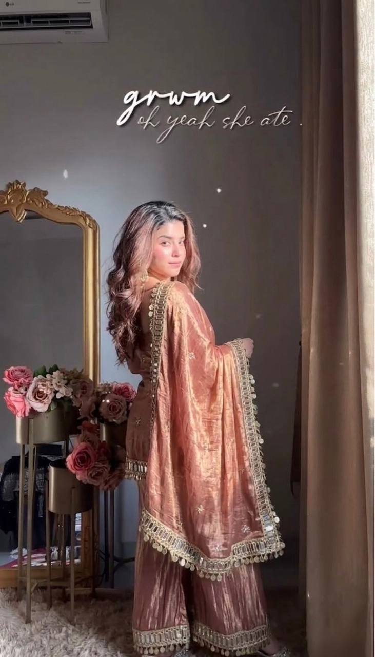 Women Ethnic Motifs Embroidered Regular Thread Work Kurti with Sharara & With Dupatta