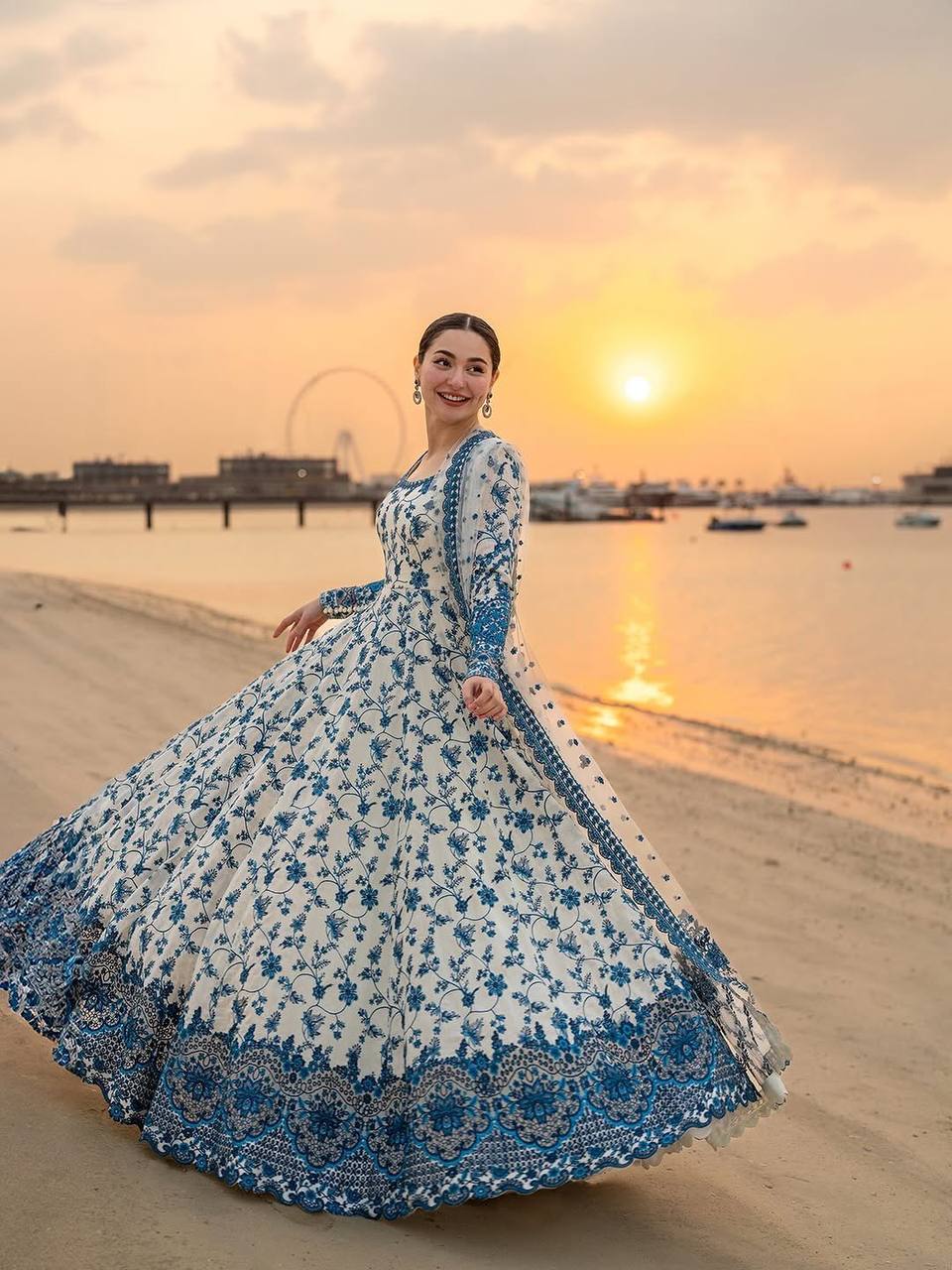 White Georgette & Organza Silk Gown