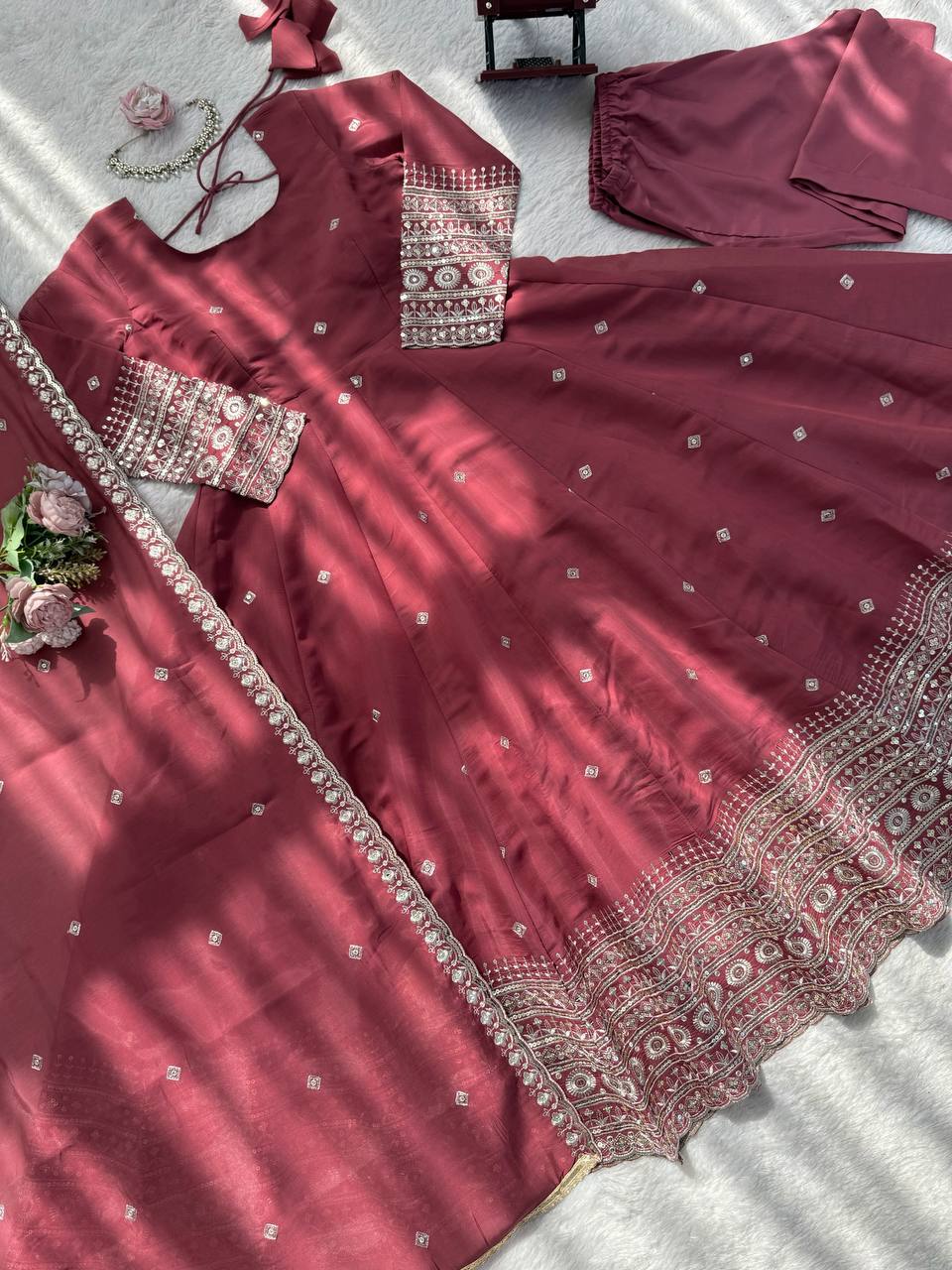 Designer Party Wear Gown with Pant Set for Women