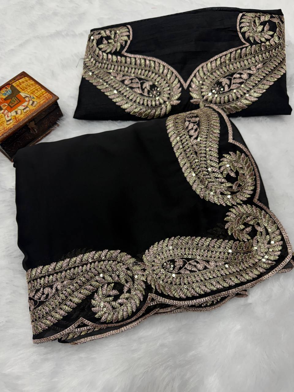 Soft Rangoli Silk Zari & Sequence Embroidery Saree with Banglori Blouse – Wedding, Party & Festive Wear Designer Saree