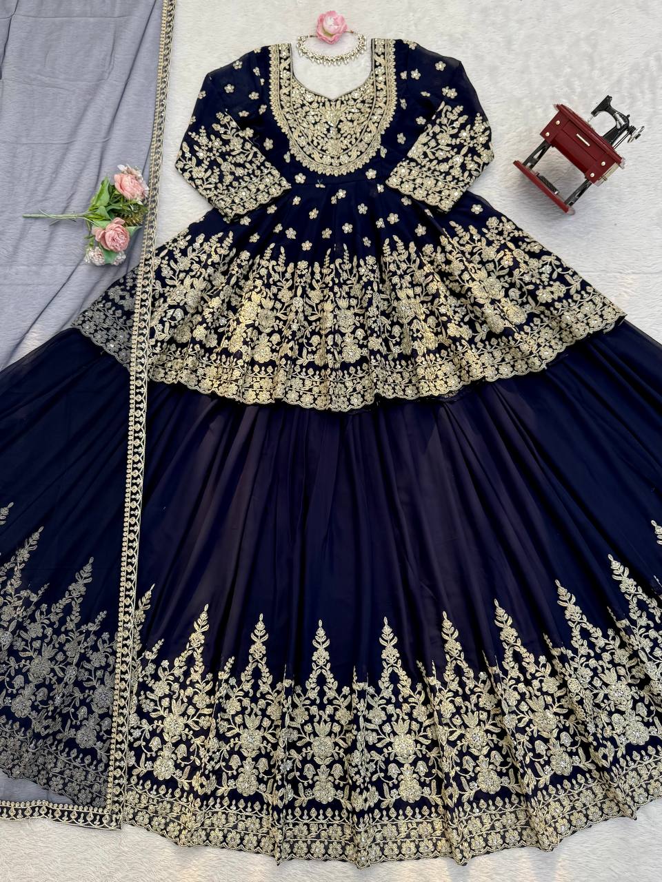 Exclusive Black Georgette Top Lehenga
