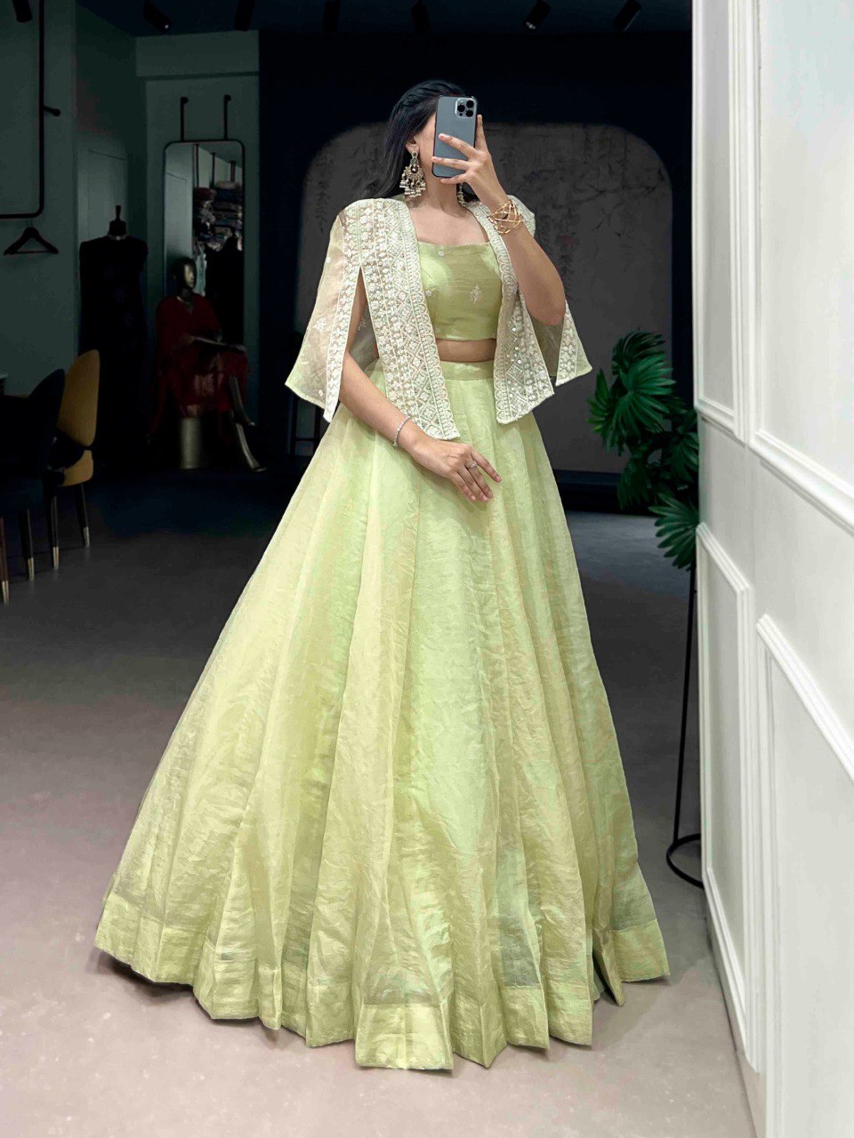 Beautiful Allen Crush Plain Lehenga Choli