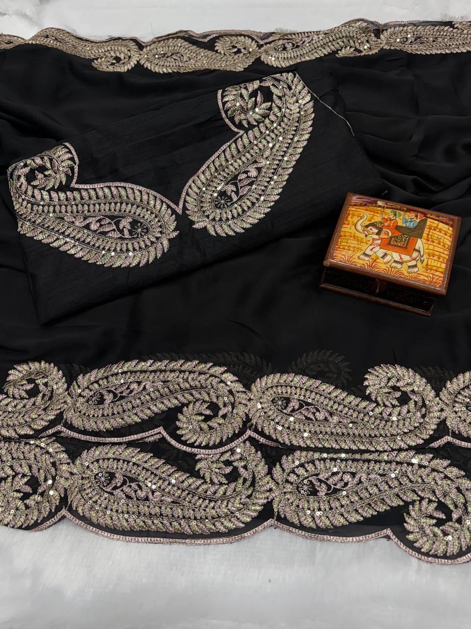 Soft Rangoli Silk Zari & Sequence Embroidery Saree with Banglori Blouse – Wedding, Party & Festive Wear Designer Saree