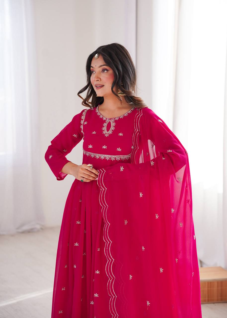 Georgette Sequins Embroidered Gown Set (3-Piece)