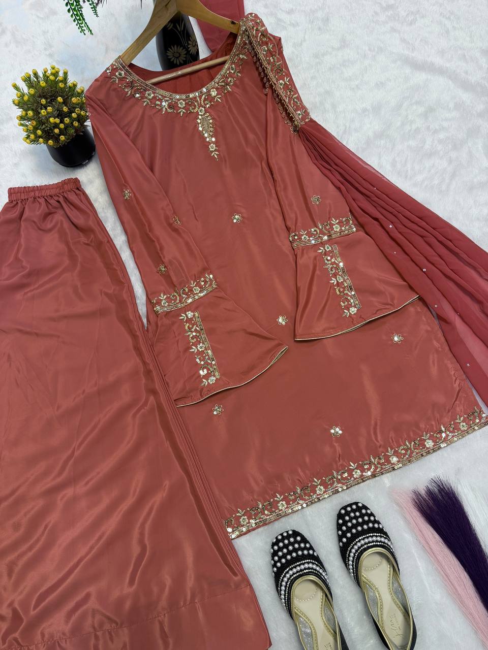 Roop Sheesha Silk Neck with Handwork