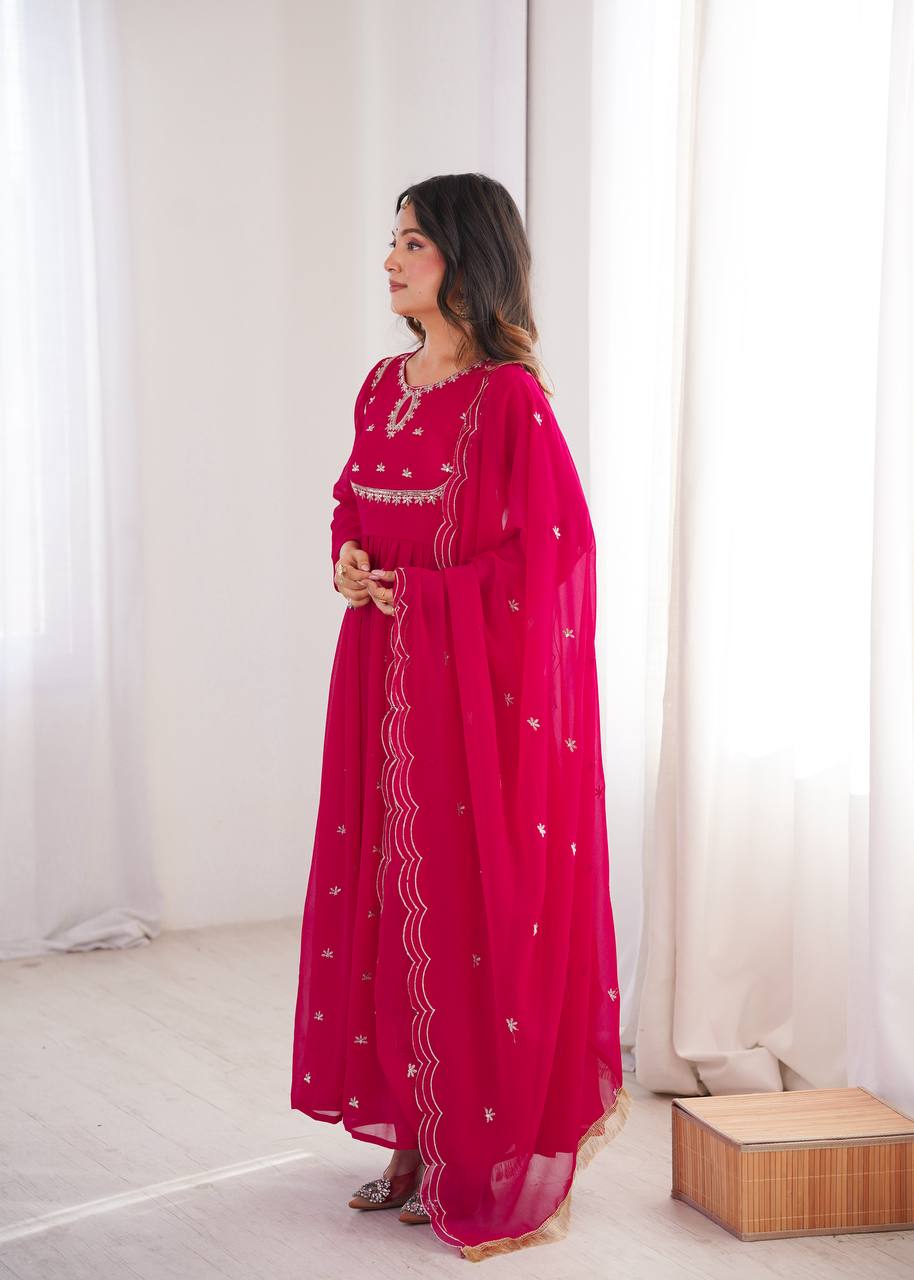 Georgette Sequins Embroidered Gown Set (3-Piece)