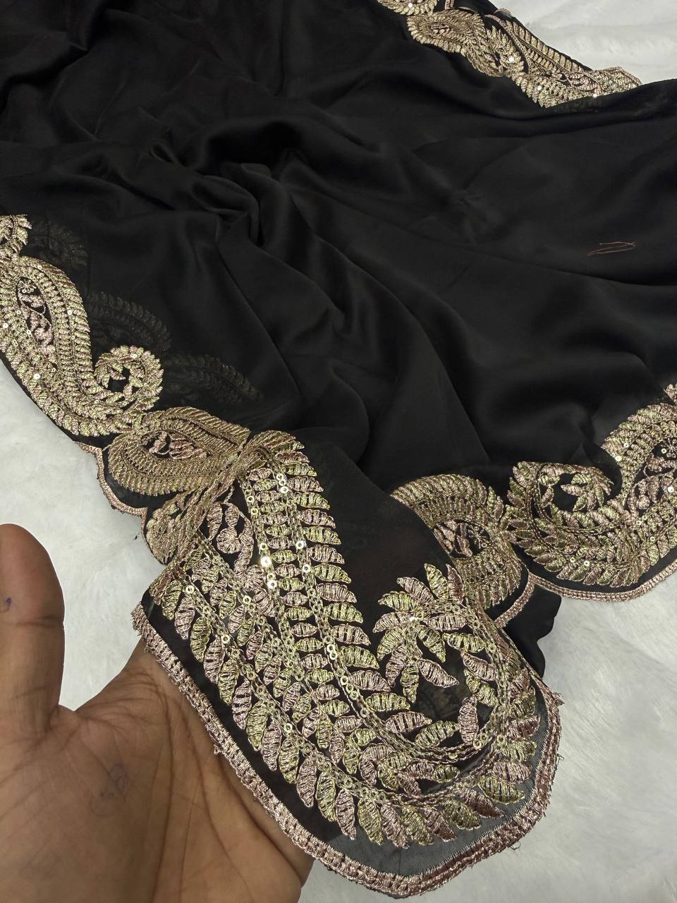 Soft Rangoli Silk Zari & Sequence Embroidery Saree with Banglori Blouse – Wedding, Party & Festive Wear Designer Saree