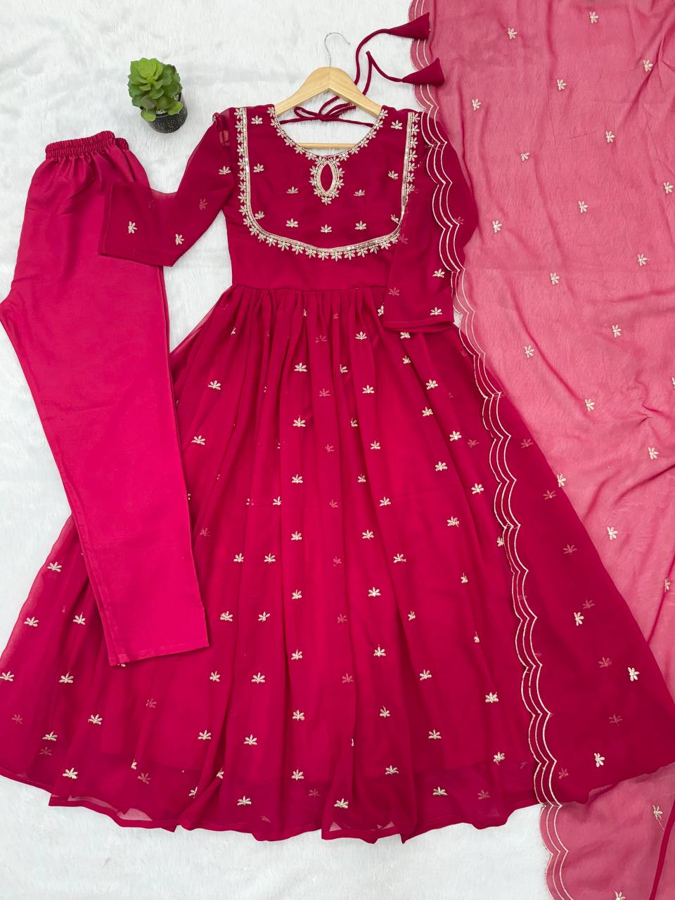 Georgette Sequins Embroidered Gown Set (3-Piece)