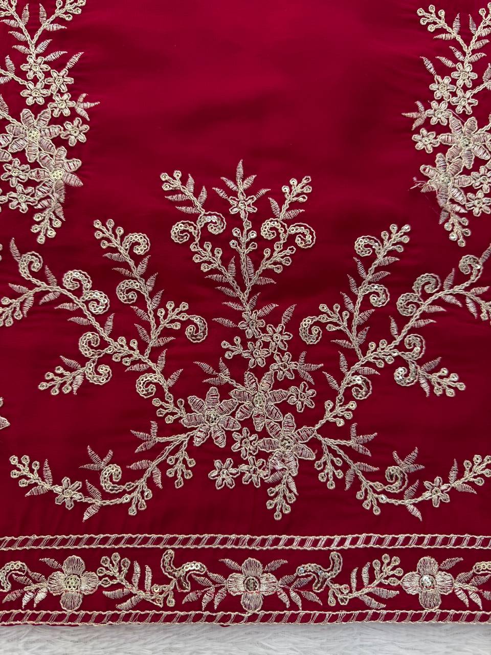 Fanah Red Hand Embroidered Suit