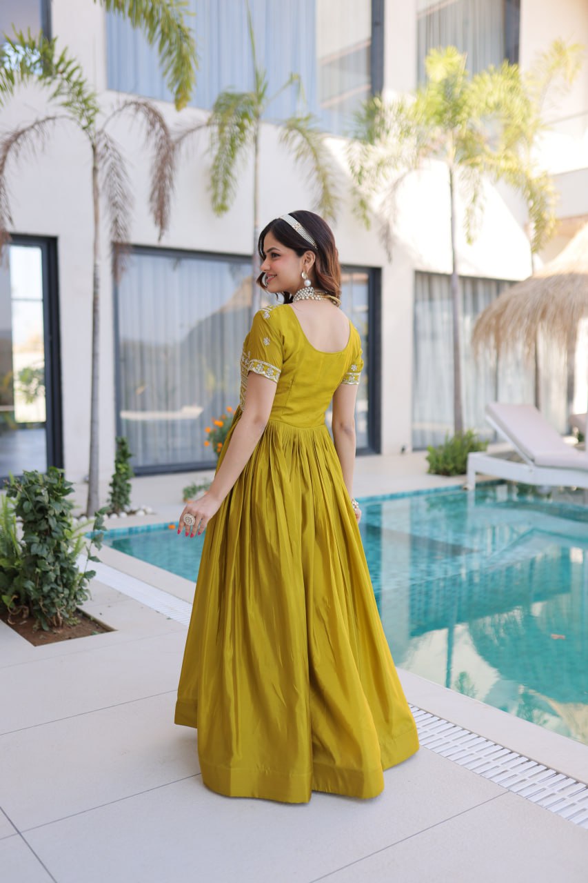 Fenta Anarkali Gown with Sequins, Zari Work