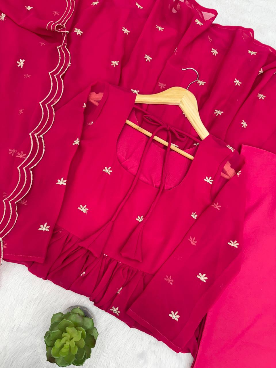 Georgette Sequins Embroidered Gown Set (3-Piece)