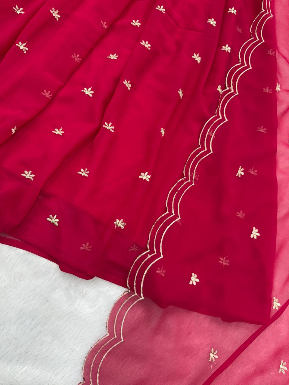 Georgette Sequins Embroidered Gown Set (3-Piece)