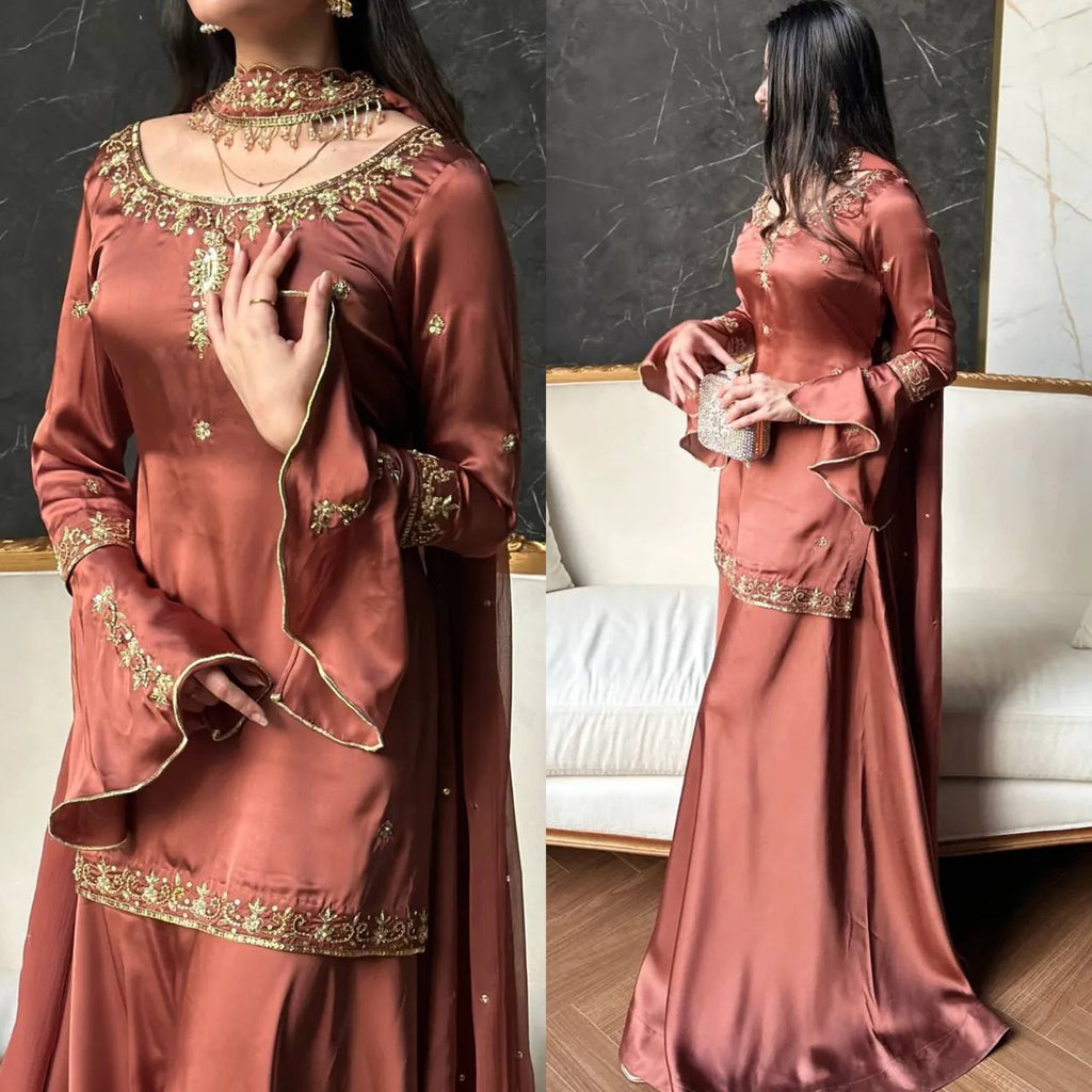 Roop Sheesha Silk Neck with Handwork