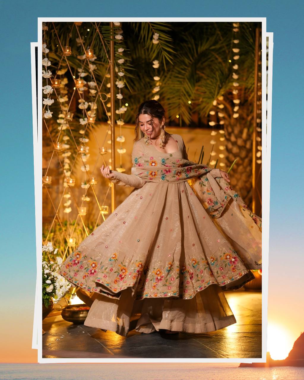 Luminous Silken Anarkali Suit Set