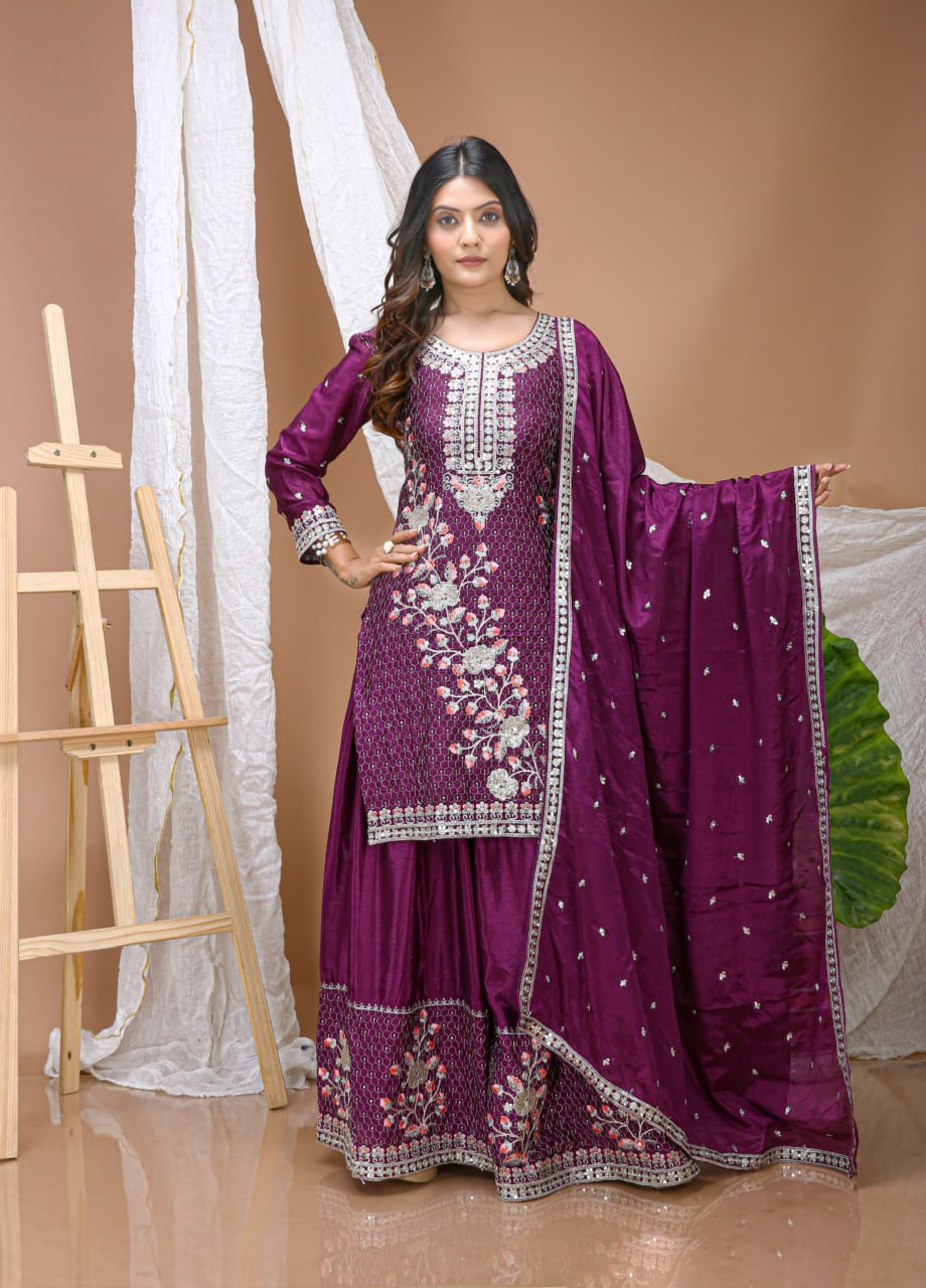 Wine Chinon Salwar Kameez