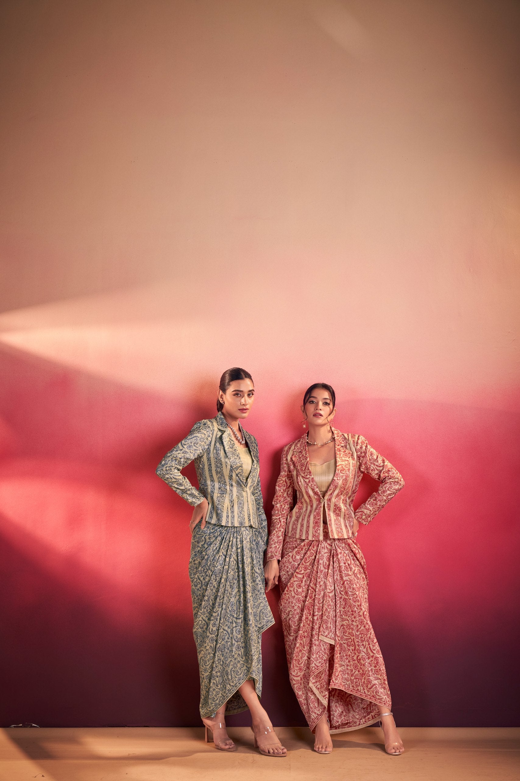 Bohemian Printed Blazer with Skirt & Jacket