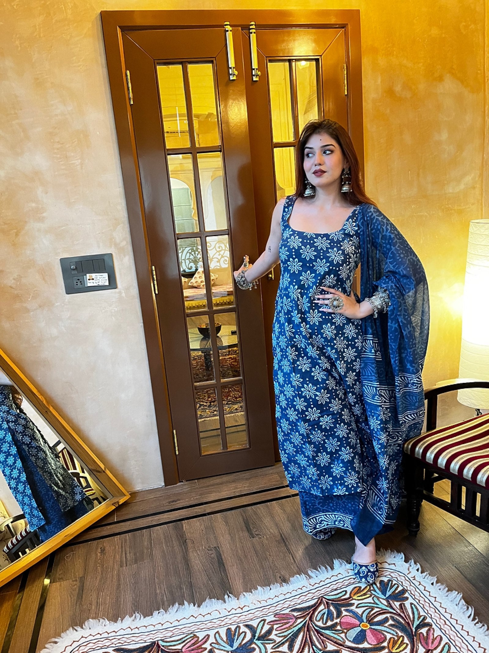 Women Floral Printed Regular Kurta with Palazzos & With Dupatta