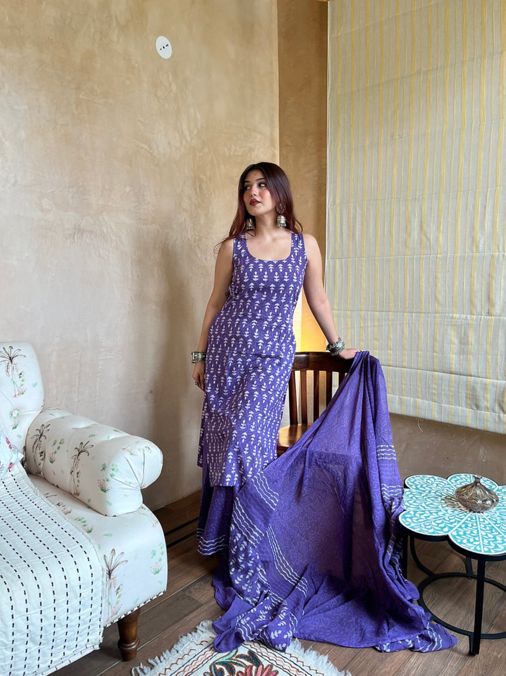Women Ethnic Motifs Printed Regular Kurta with Palazzos & With Dupatta