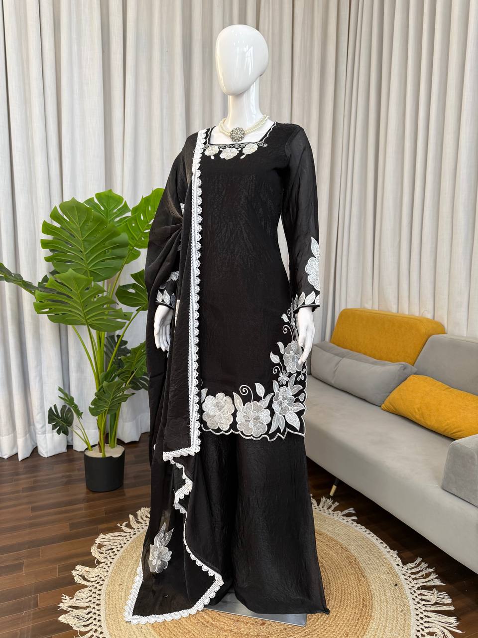 Beautiful Fendy Silk Thread With Sequence Work Suit