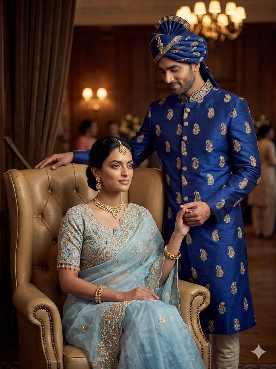 Sky Elegant Crystal Crush Tissue Saree