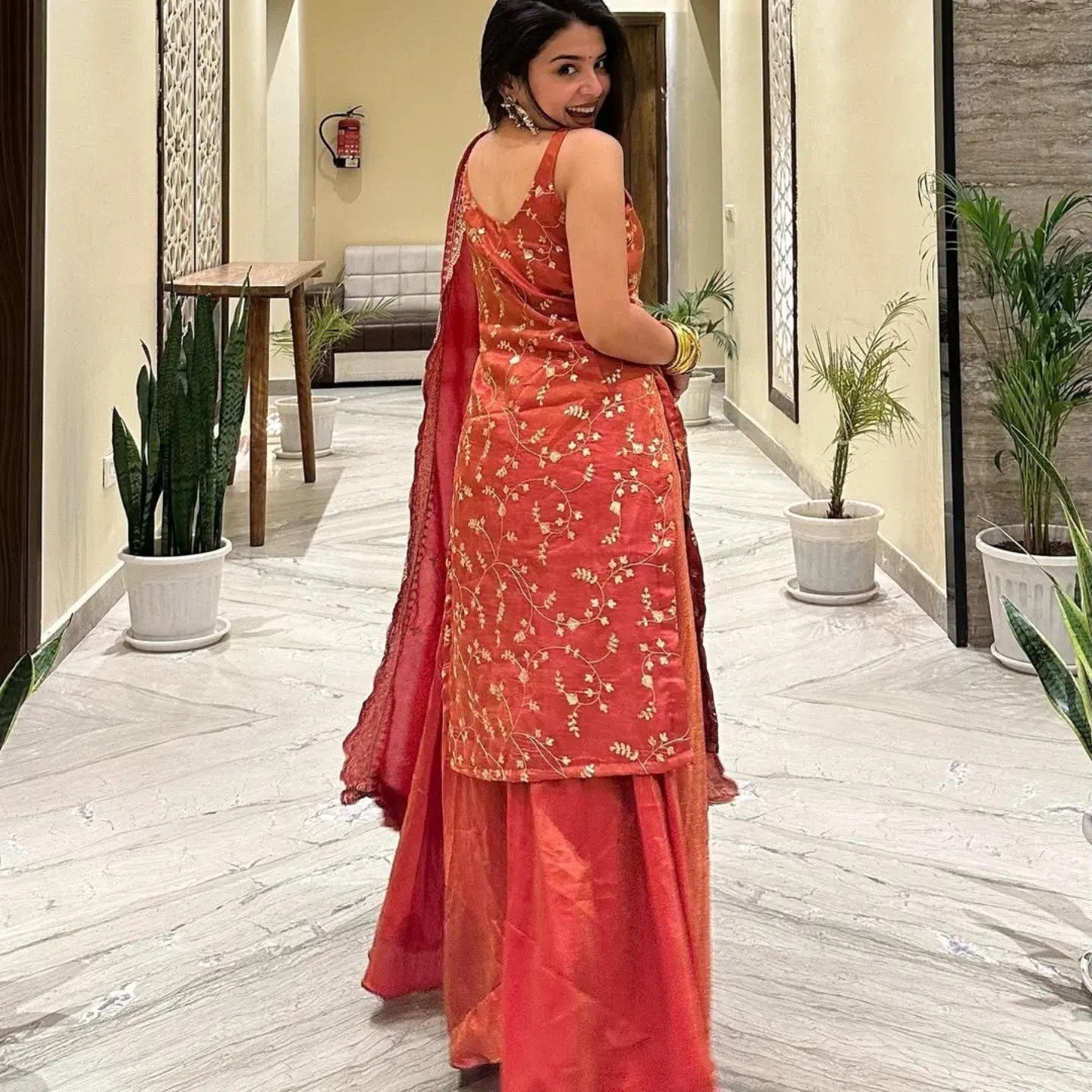 designer wear heavy jimmy choo organza 3 pis suit set stitched