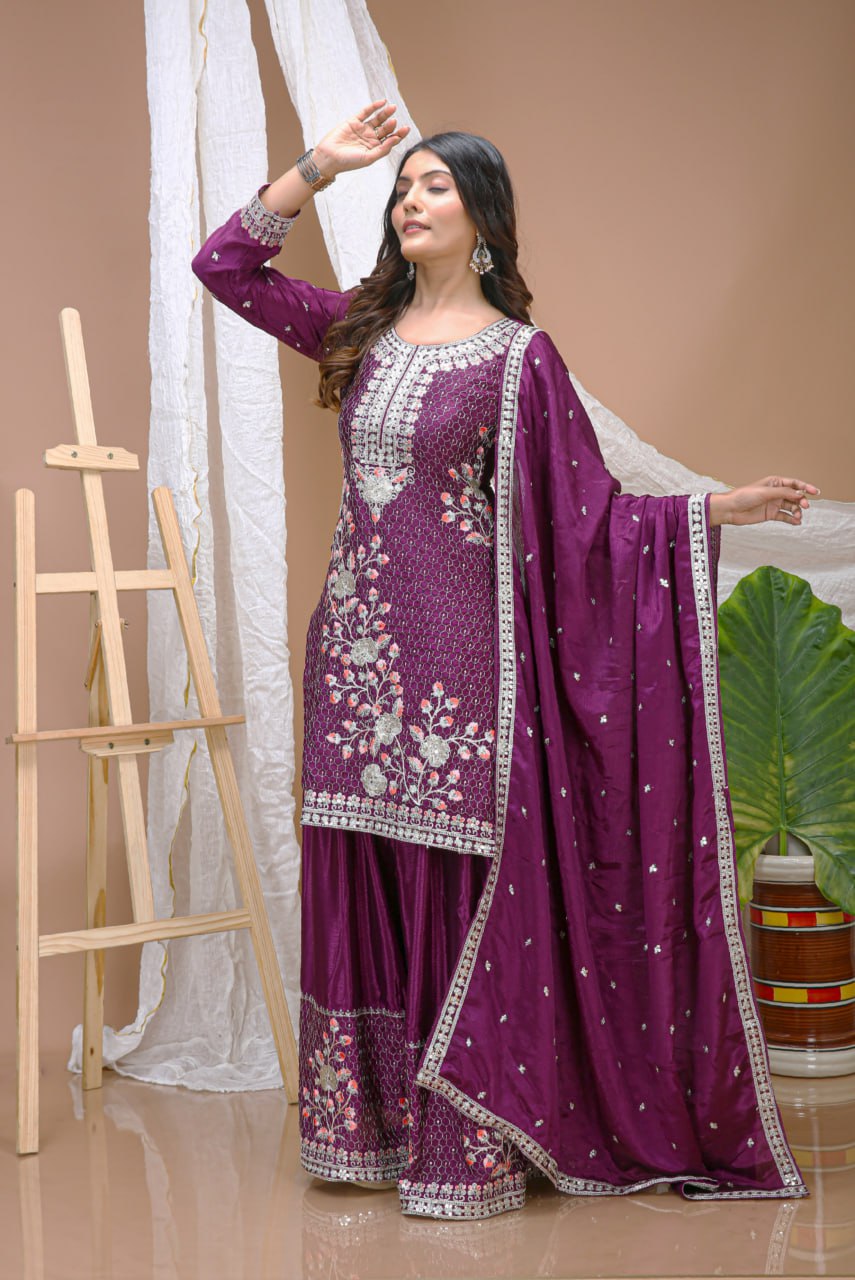 Wine Chinon Salwar Kameez