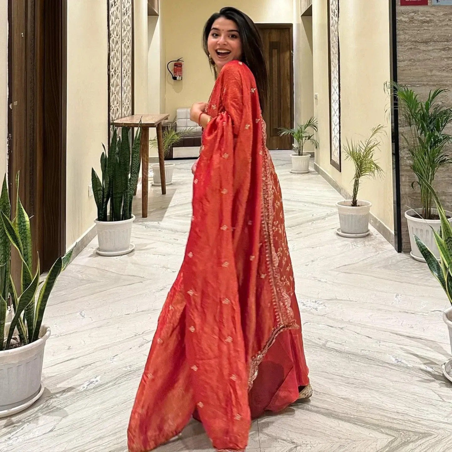 designer wear heavy jimmy choo organza 3 pis suit set stitched