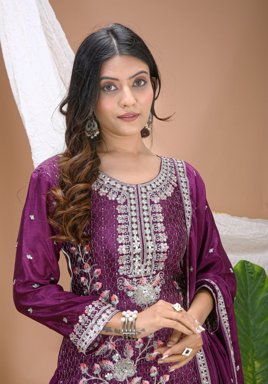Wine Chinon Salwar Kameez
