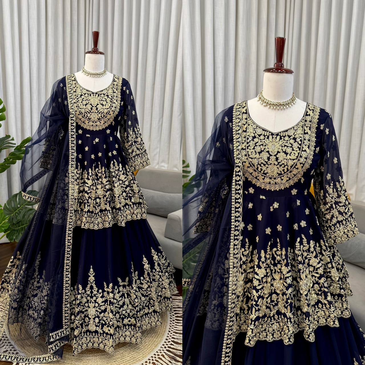 Exclusive Black Georgette Top Lehenga