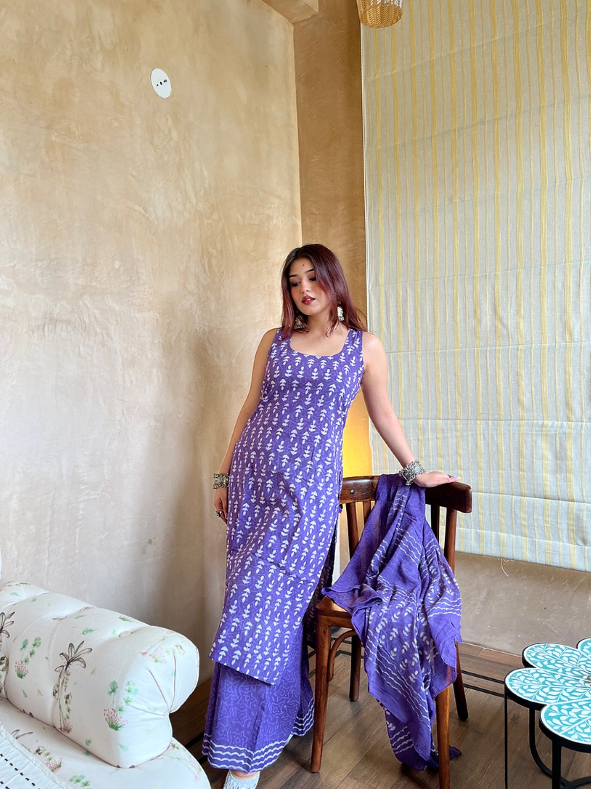 Women Ethnic Motifs Printed Regular Kurta with Palazzos & With Dupatta