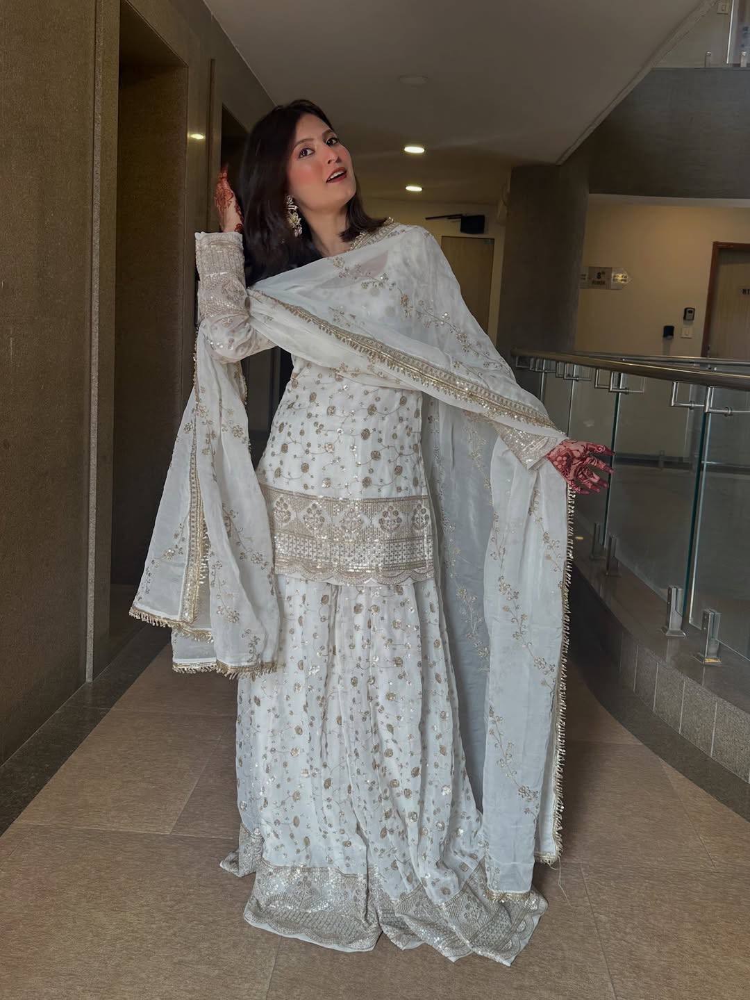 Milky White Kalidar Sharara Set