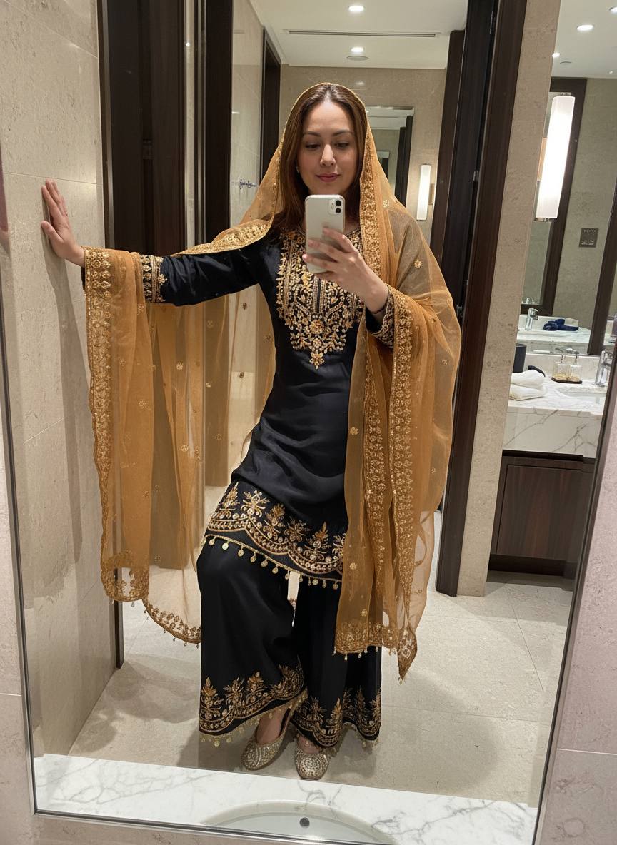 Women Ethnic Motifs Embroidered Regular Thread Work Kurta with Trousers & With Dupatta