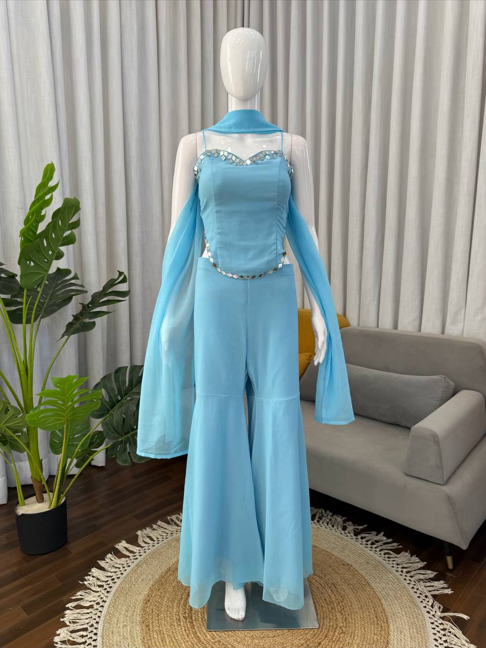 Designer Sleeveless Top Sharara Suit For Gen Z Girl