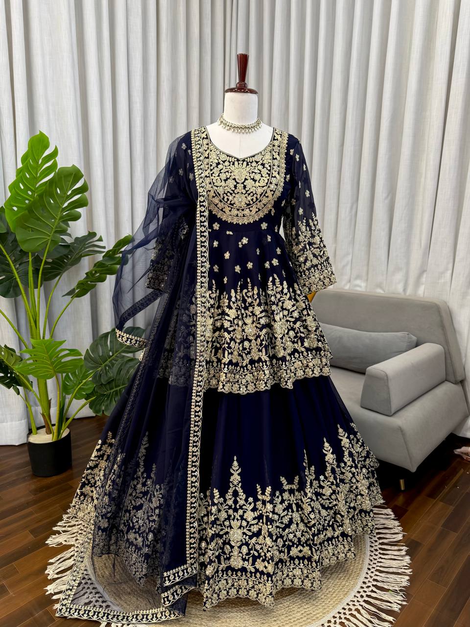 Exclusive Black Georgette Top Lehenga