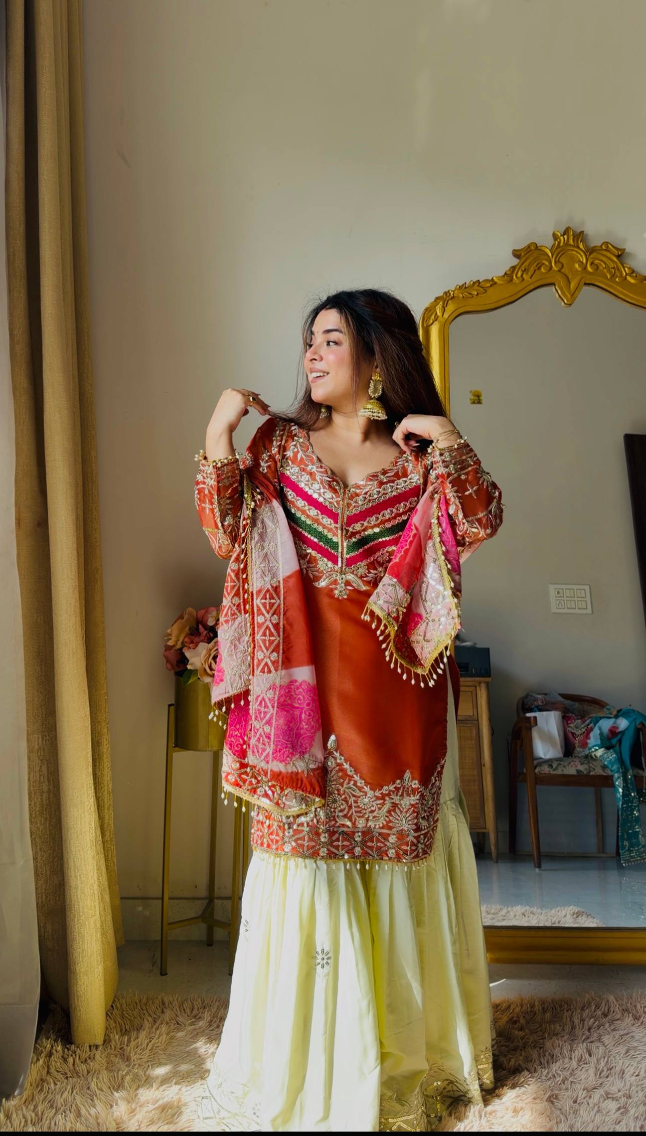 Designer Embroidered Top Plazzo Dupatta Set Collection