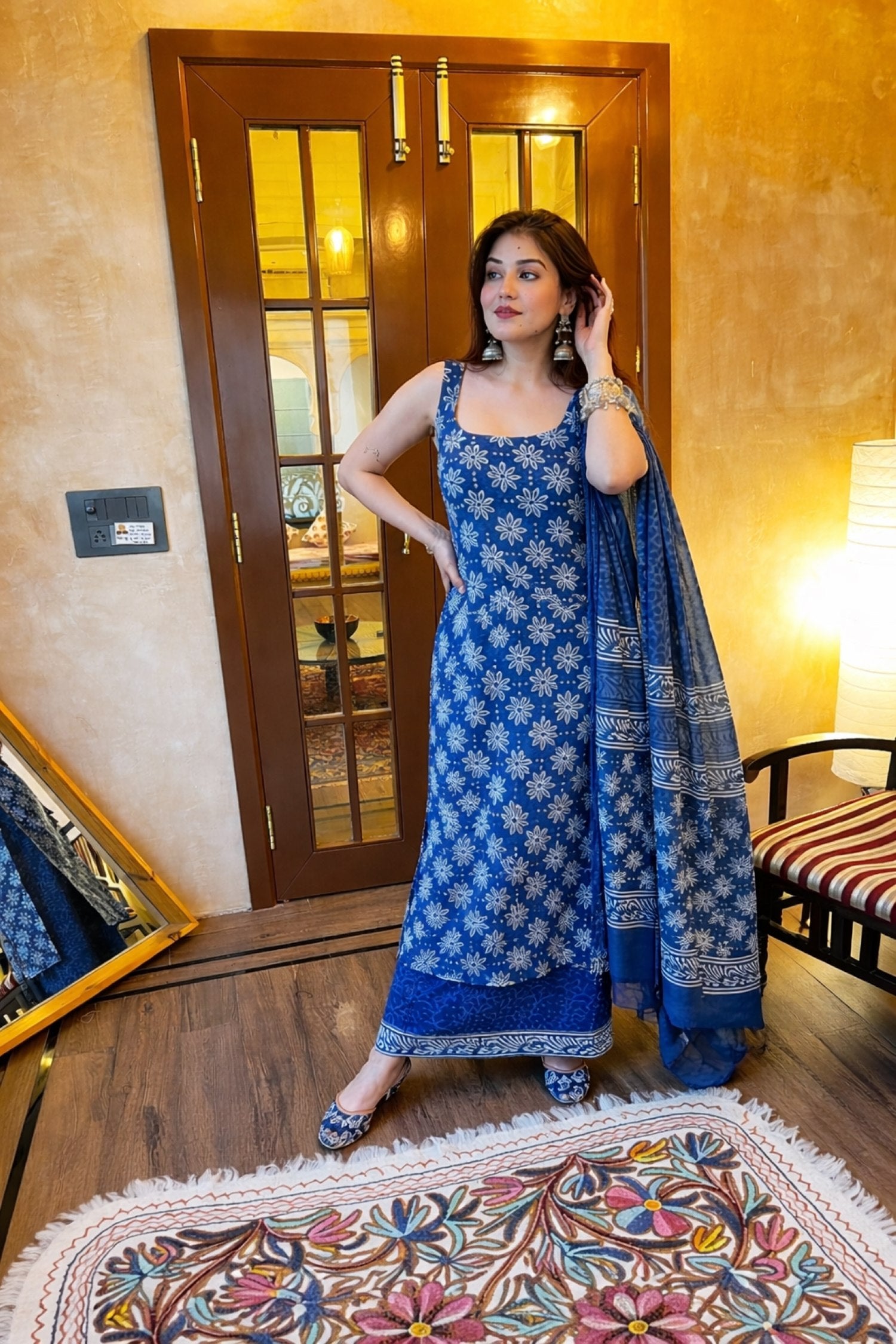 Women Floral Printed Regular Kurta with Palazzos & With Dupatta