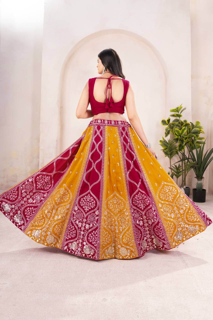Designer Vichitra Silk Embroidery & Sequence Work Lehenga Choli
