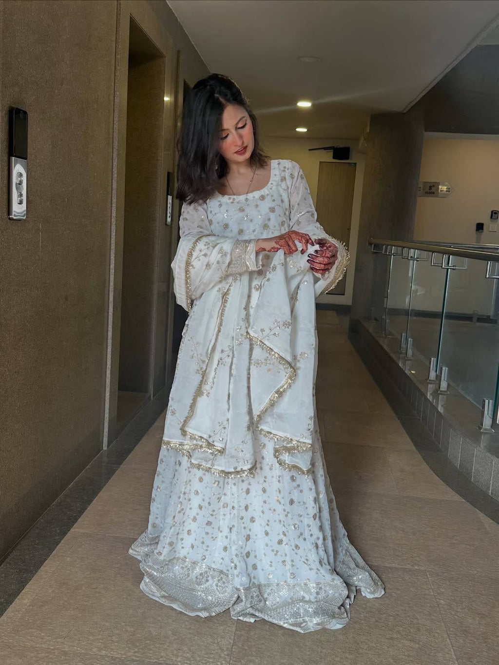 Milky White Kalidar Sharara Set