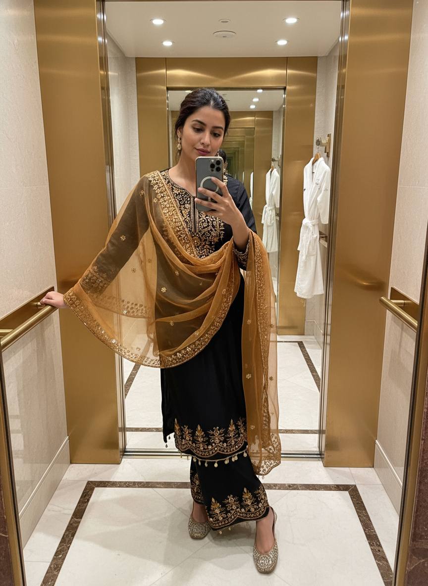 Women Ethnic Motifs Embroidered Regular Thread Work Kurta with Trousers & With Dupatta