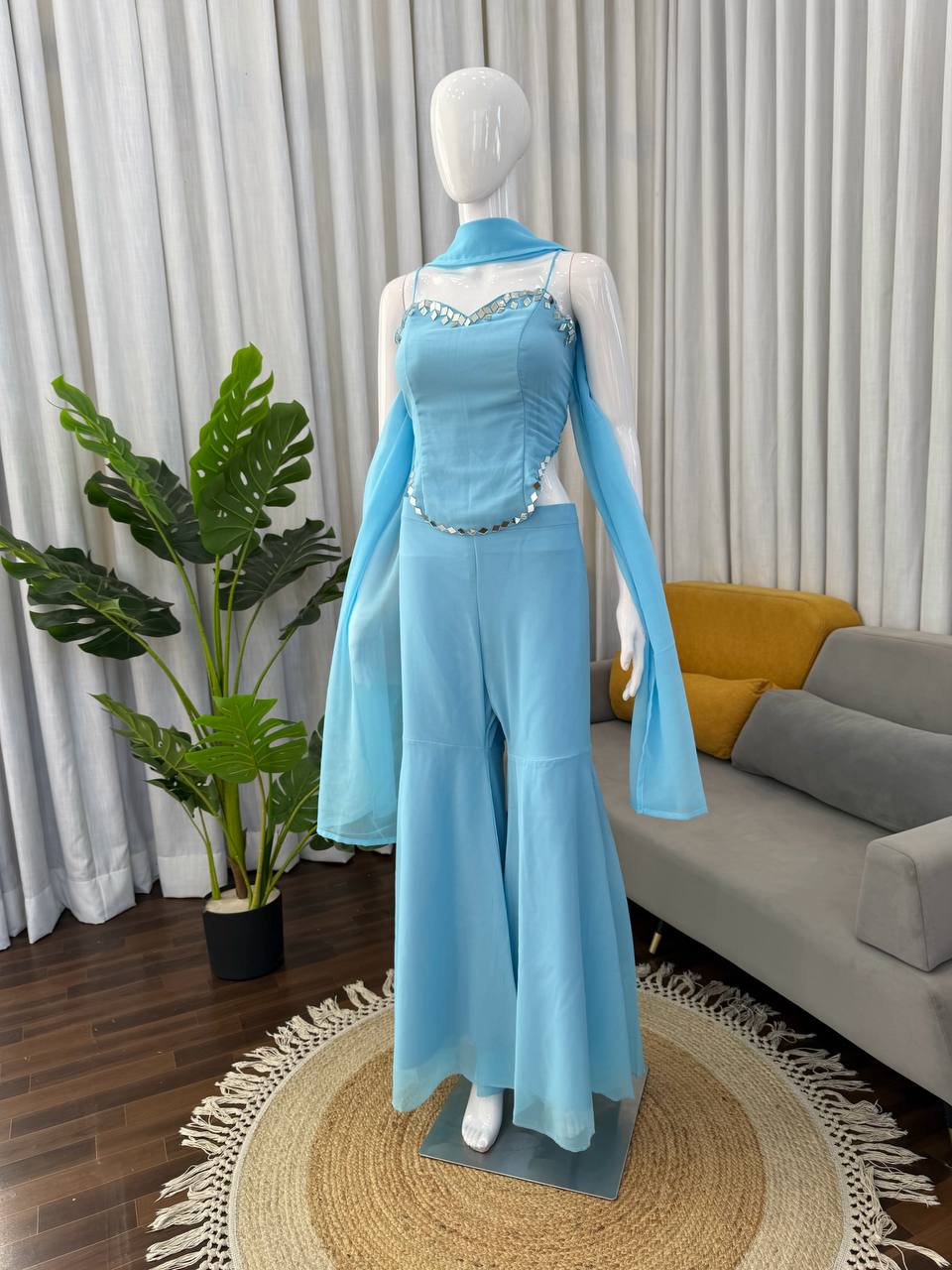 Designer Sleeveless Top Sharara Suit For Gen Z Girl