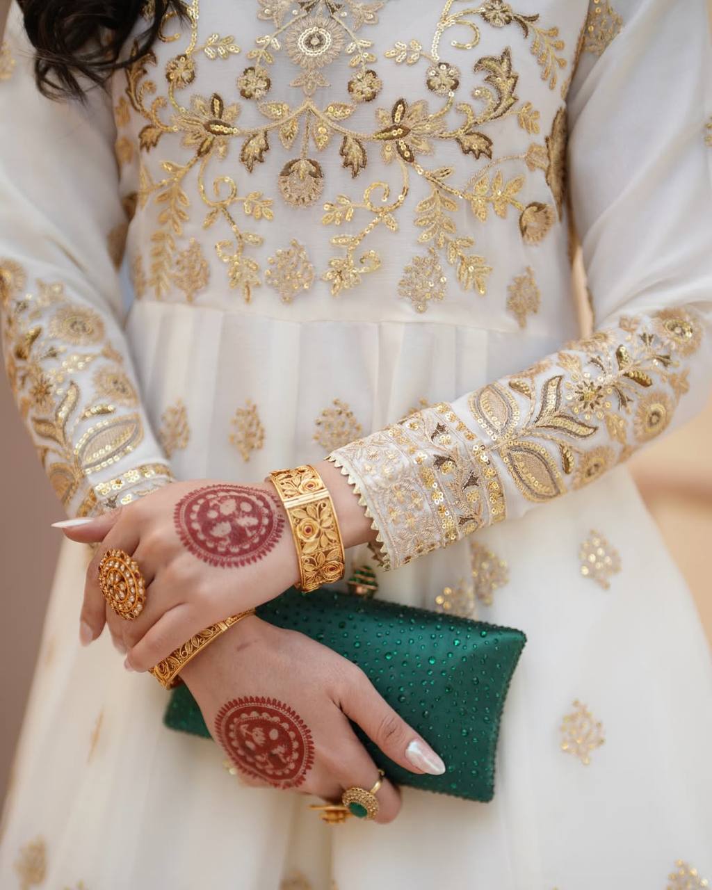 Stunning White Festive Wear Lehenga Gown With Gota Patti and Fancy Lace