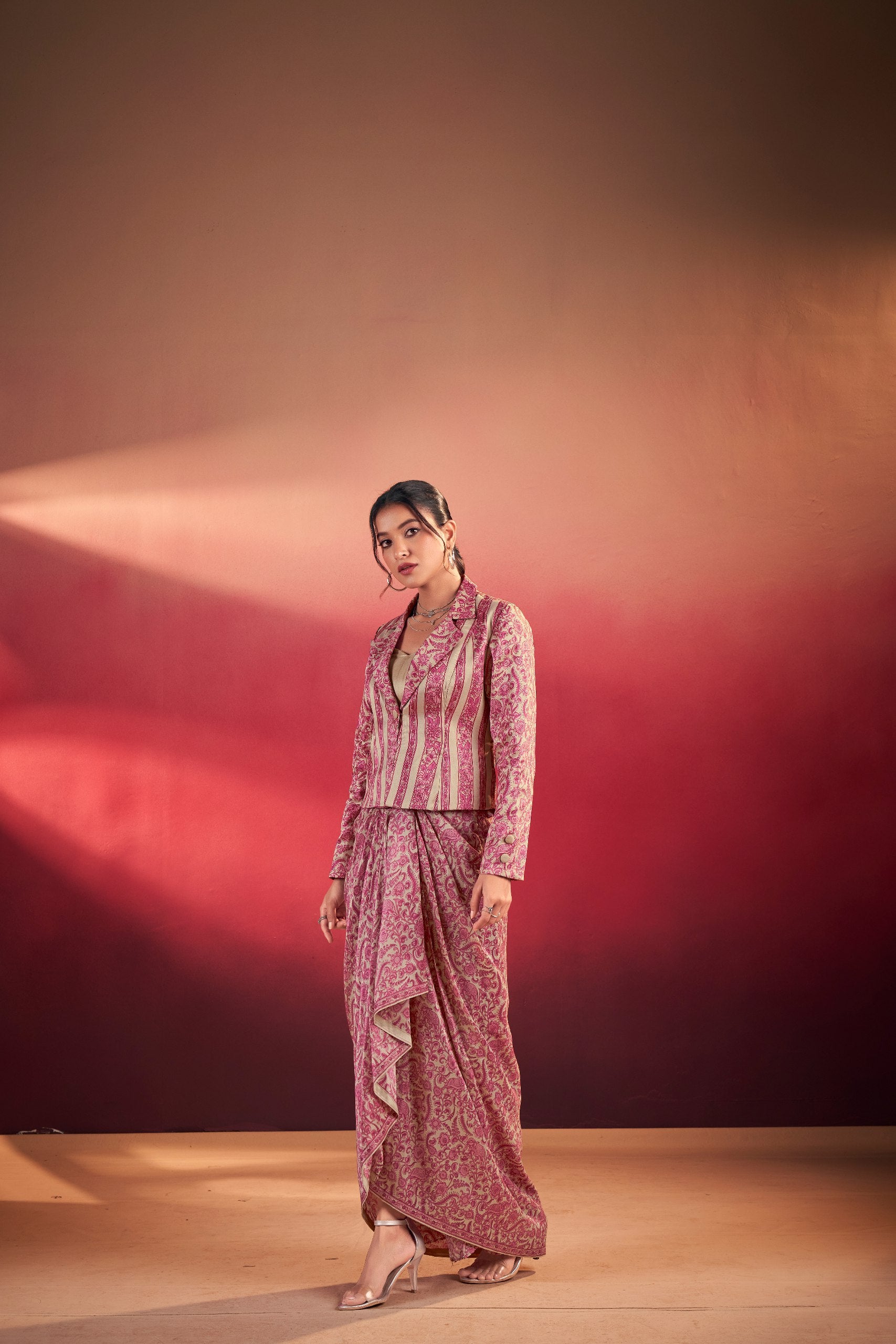 Bohemian Printed Blazer with Skirt & Jacket