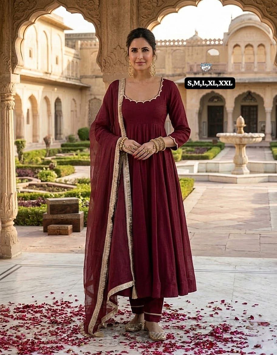 Women Empire Gotta Patti Chanderi Silk Kurta with Churidar & With Dupatta