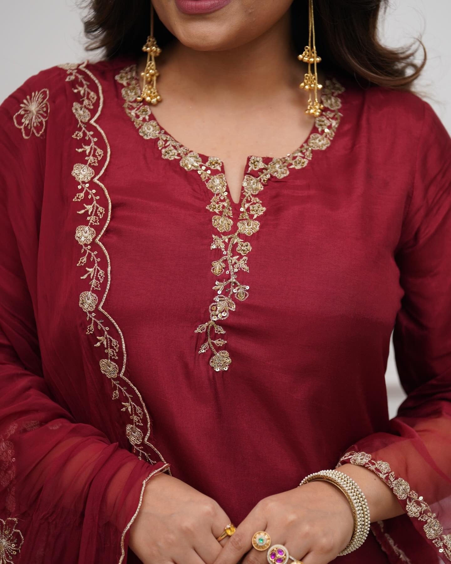 Women Ethnic Motifs Embroidered Regular Kurta with Trousers & With Dupatta
